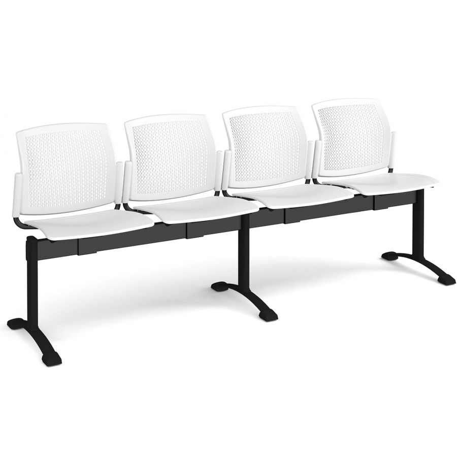 Santana Perforated Back Plastic Seating Bench With 4 Seats